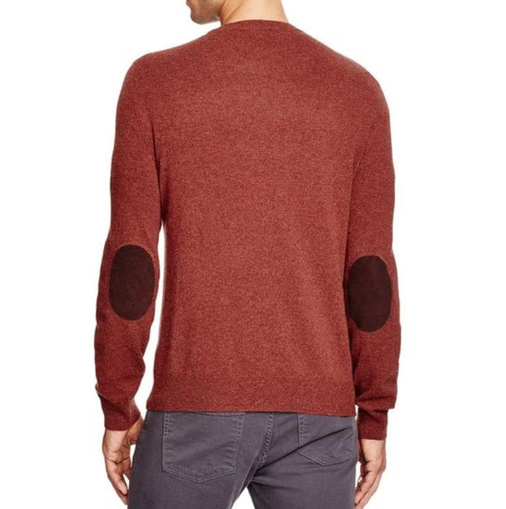 The Men Store Cashmere Crewneck Sweater with Elbow Patches