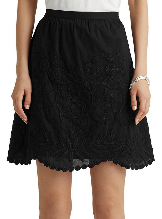Lauren Ralph Lauren Embroidered Voile Mini Skirt