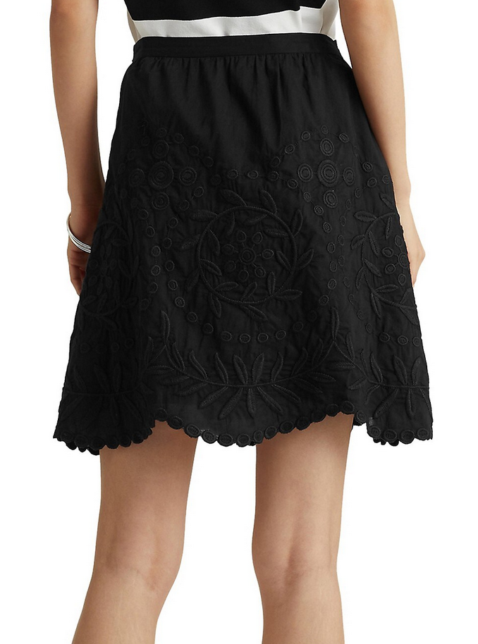 Lauren Ralph Lauren Embroidered Voile Mini Skirt