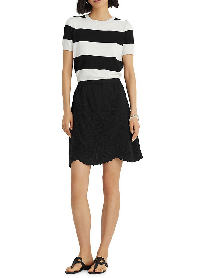 Lauren Ralph Lauren Embroidered Voile Mini Skirt