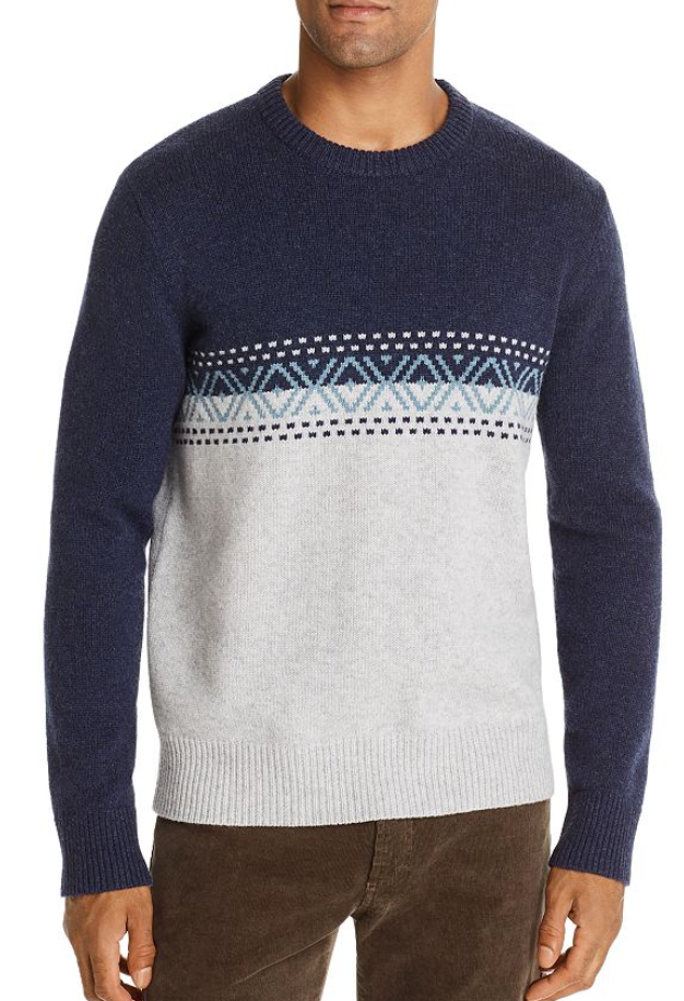 The Men's Store Color-Block Fair-Isle Wool Sweater