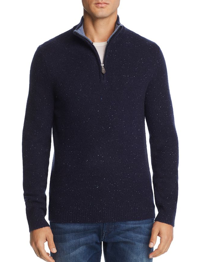 The Men's Store Half-Zip Tweed Cashmere Sweater