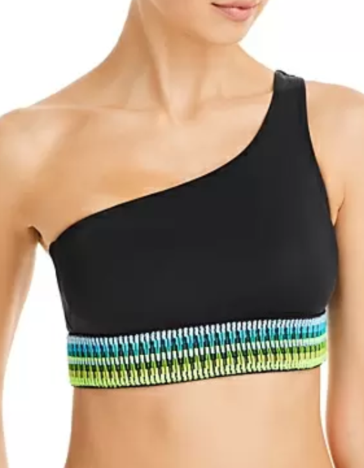 Peixoto Zoni Asymmetric Contrast Trim Bikini Top