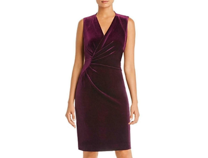 Elie Tahari Dolly Sleeveless Ruched Velvet Dress