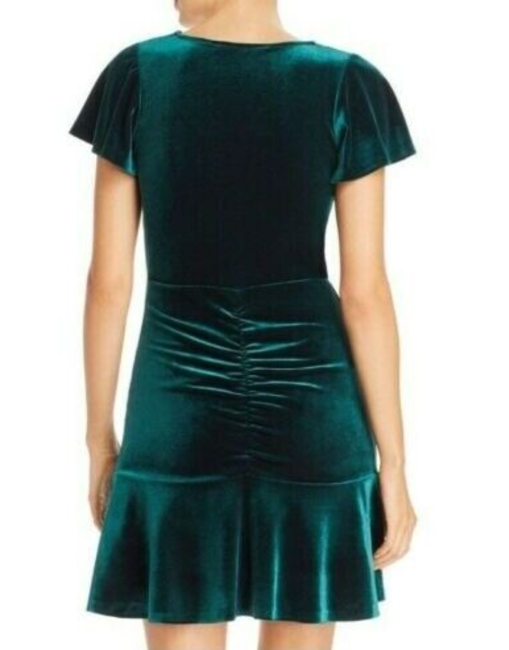 AQUA Ruched Velvet Dress