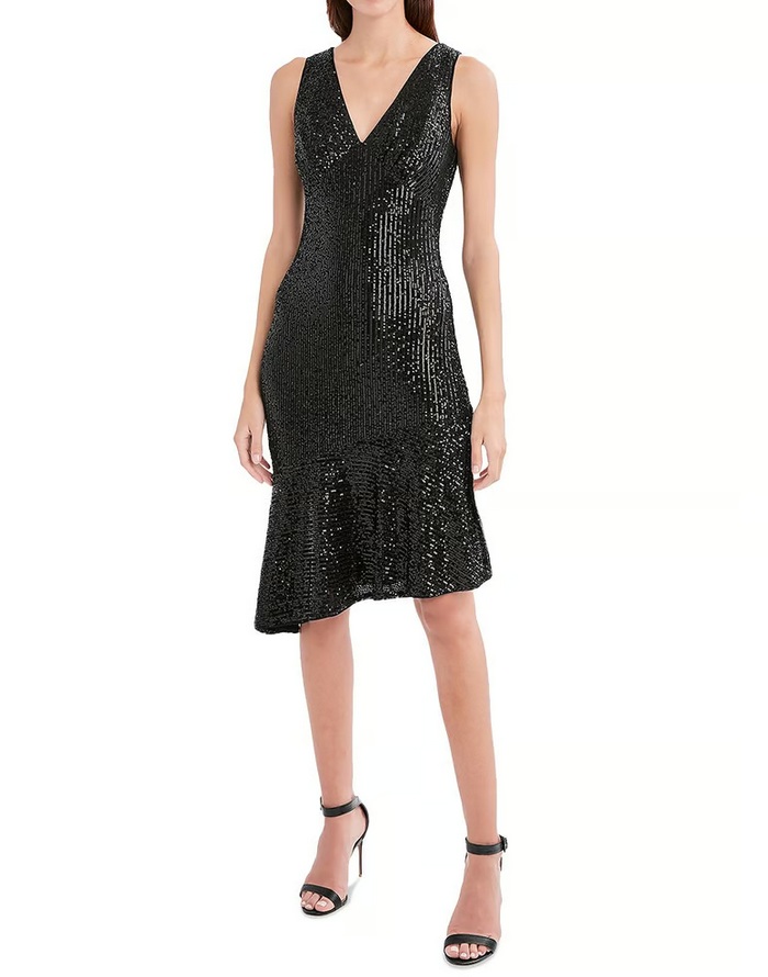 BCBGMAXAZRIA Asymmetric Sequin Dress