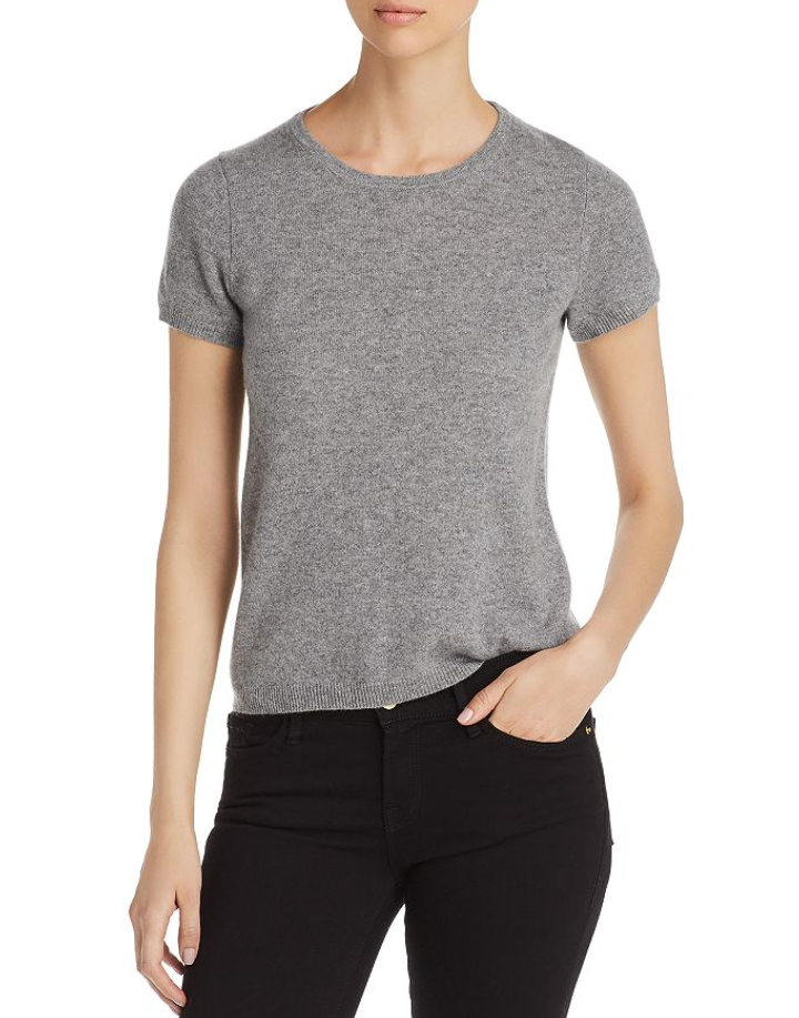 C  by Cashmere Short-Sleeve Cashmere Sweater