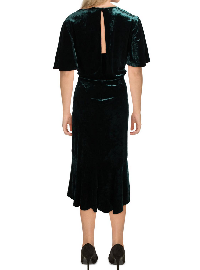 Lauren Ralph Lauren Flutter Sleeve Velvet Midi Dress