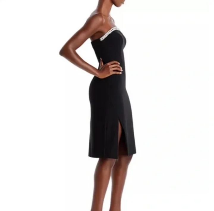 AQUA Strapless Braided Trim Dress
