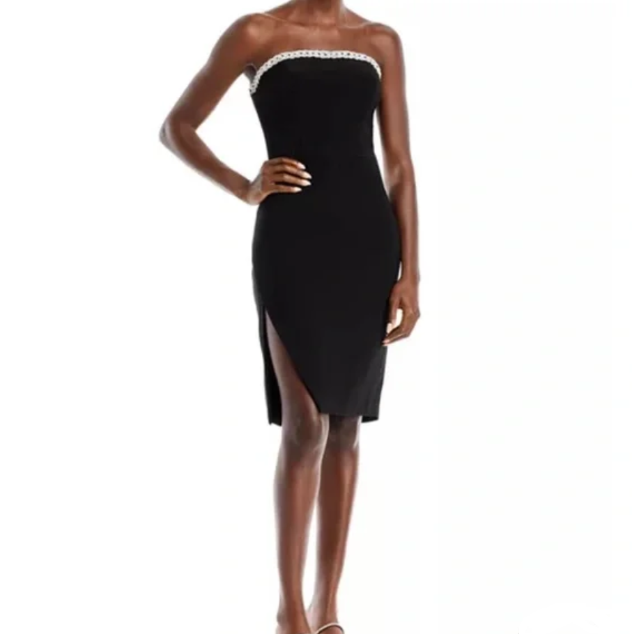 AQUA Strapless Braided Trim Dress