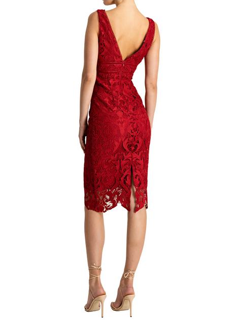 ML MONIQUE LHUILLIER Sleeveless Lace Midi Dress