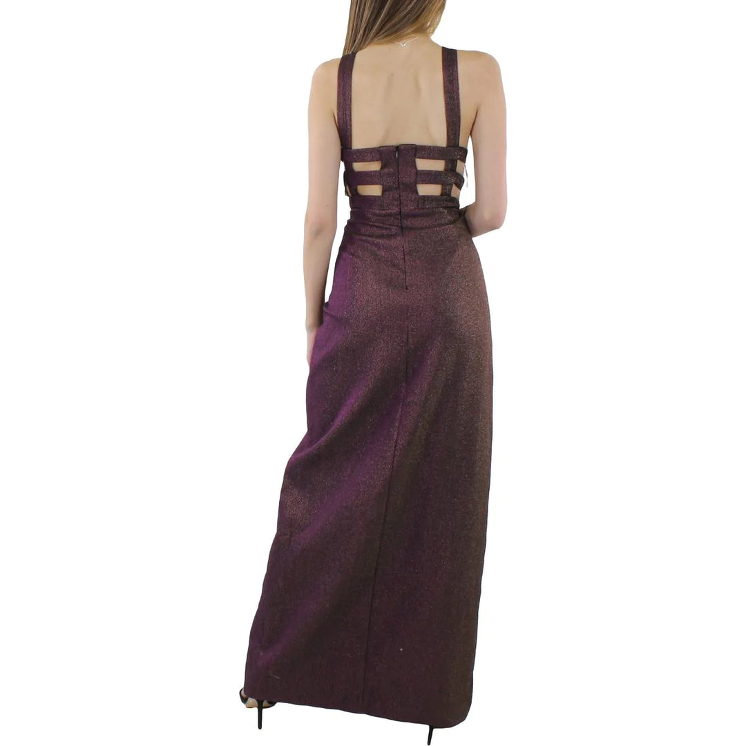 Aidan by Aidan Mattox Metallic Halter Maxi Dress