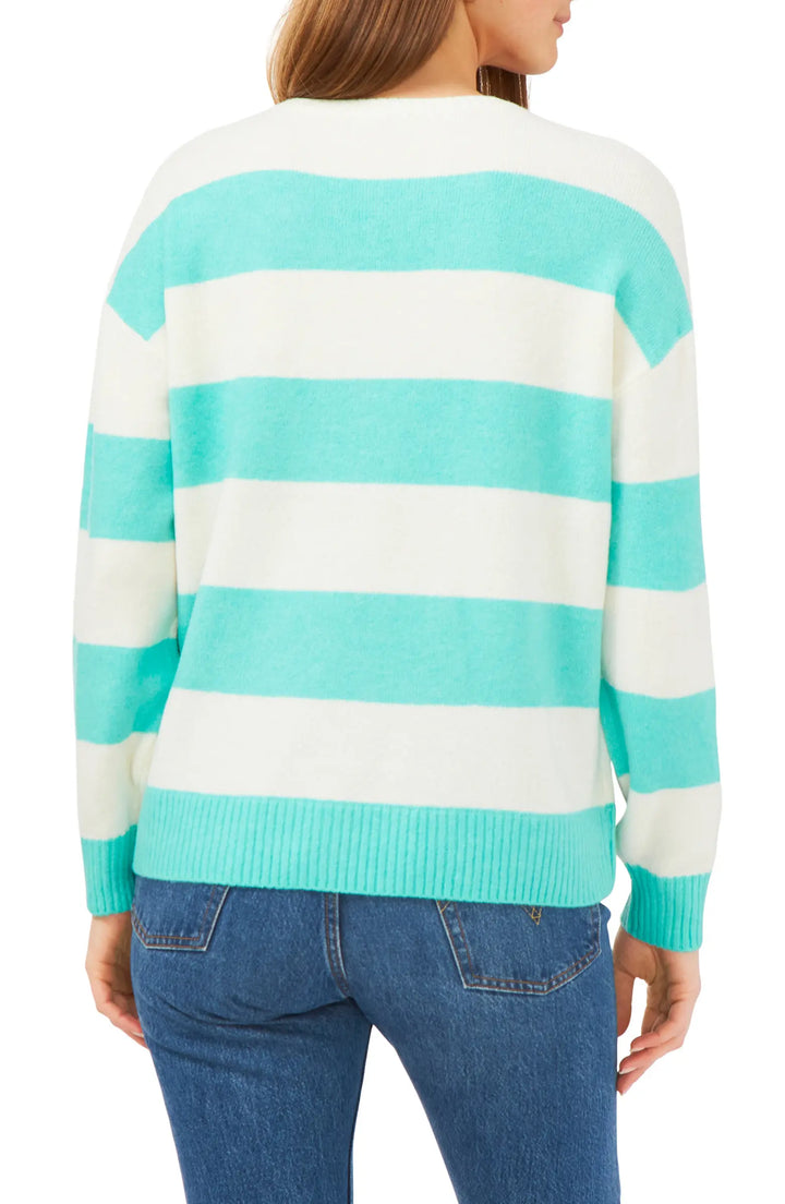 VINCE CAMUTO Stripe V-Neck Sweater