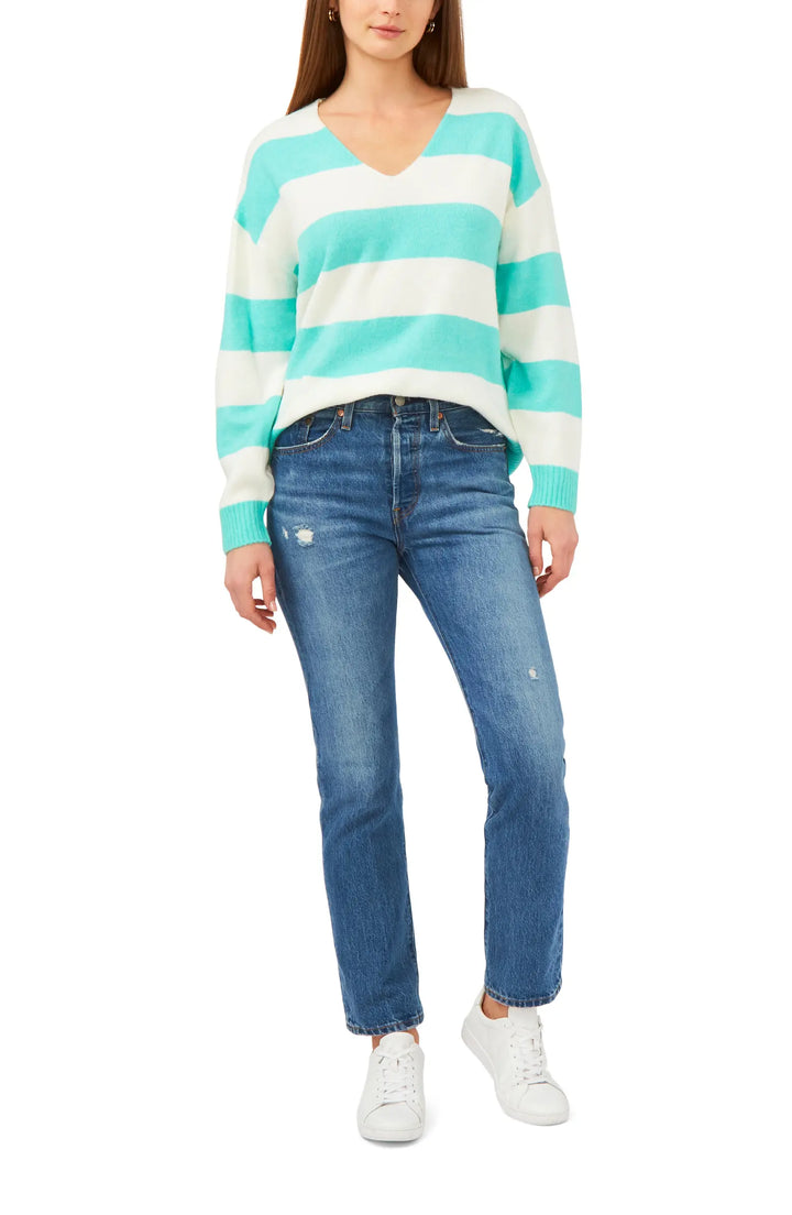 VINCE CAMUTO Stripe V-Neck Sweater