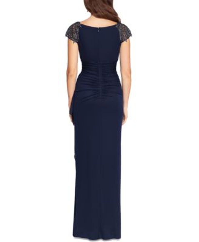 XSCAPE Petite Embellished Illusion-Yoke Gown