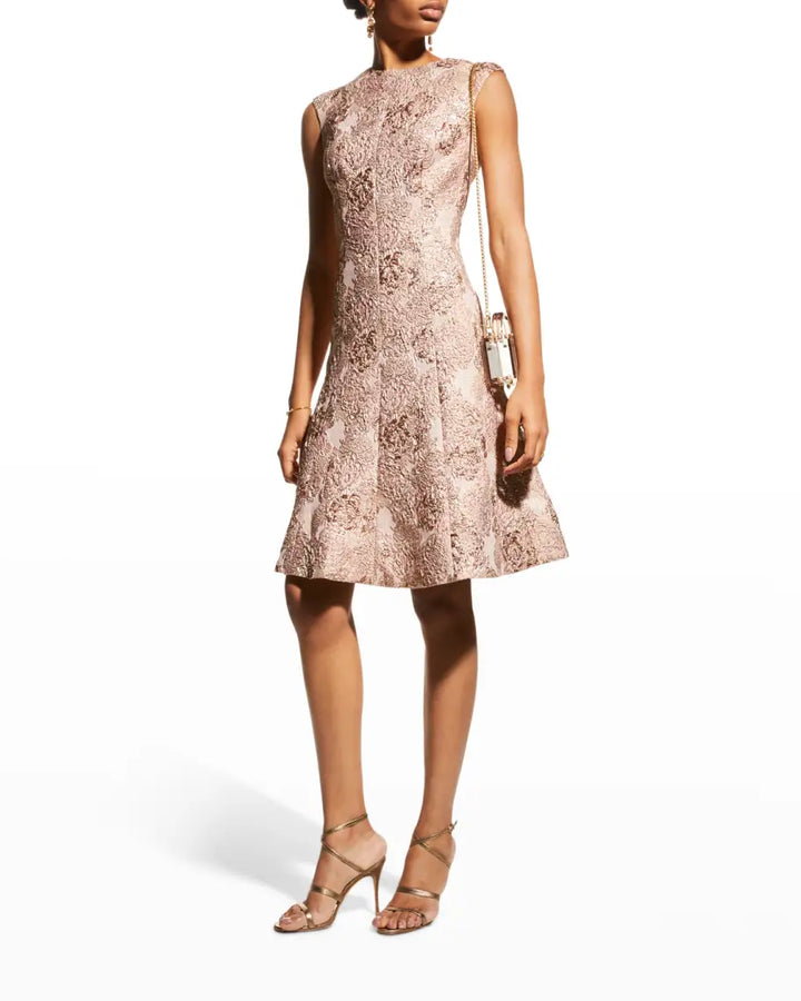 Teri Jon by Rickie Freeman Jacquard A-Line Dress