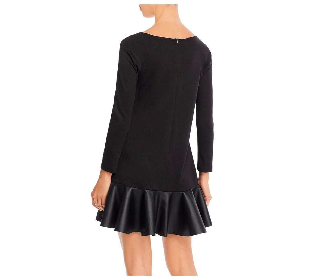 Aqua Faux-Leather Hem Shift Dress DGFOutlet Aqua Faux-Leather Hem Shift Dress DGFOutlet