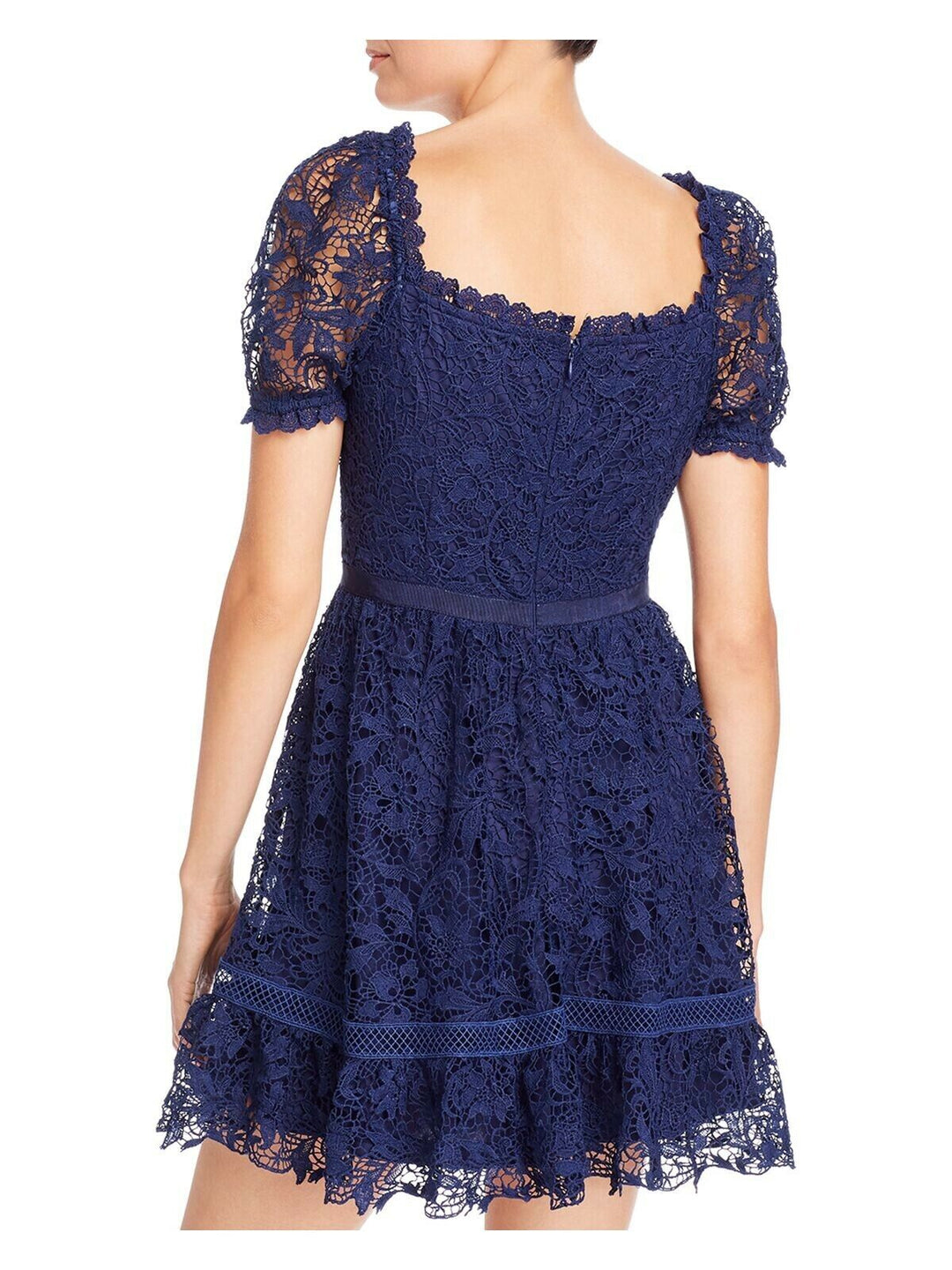 Aqua Square Neck Lace Mini Dress