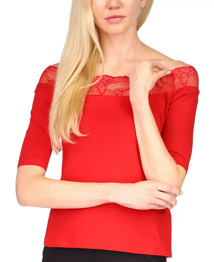 MICHAEL Michael Kors Lace-Trim Off-The-Shoulder Top