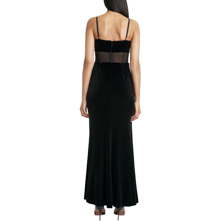 BCBGMAXAZRIA Sheer Waist Velvet Evening Gown