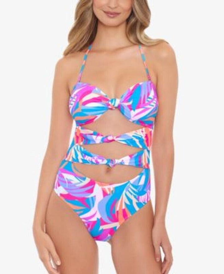 Salt + Cove Juniors' Tropical Breeze Knotted One Piece Swimsuit