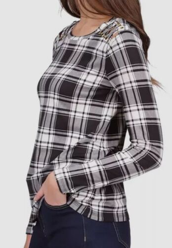 MICHAEL Michael Kors Plaid Lace-Up Top