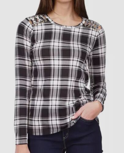 MICHAEL Michael Kors Plaid Lace-Up Top
