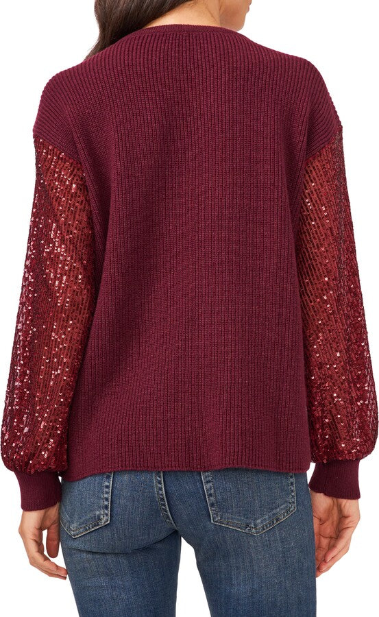 Vince Camuto Sequin-Sleeve Sweater