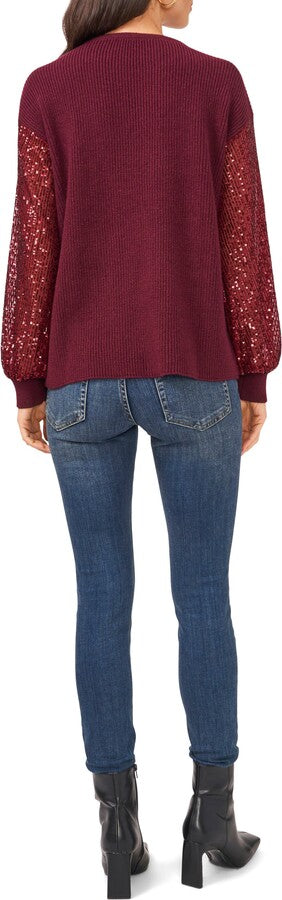 Vince Camuto Sequin-Sleeve Sweater